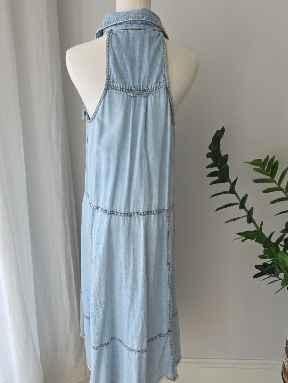 Anthropologie Sleeveless Light Wash Denim Dress - Light Blue - Picture 7 of 11
